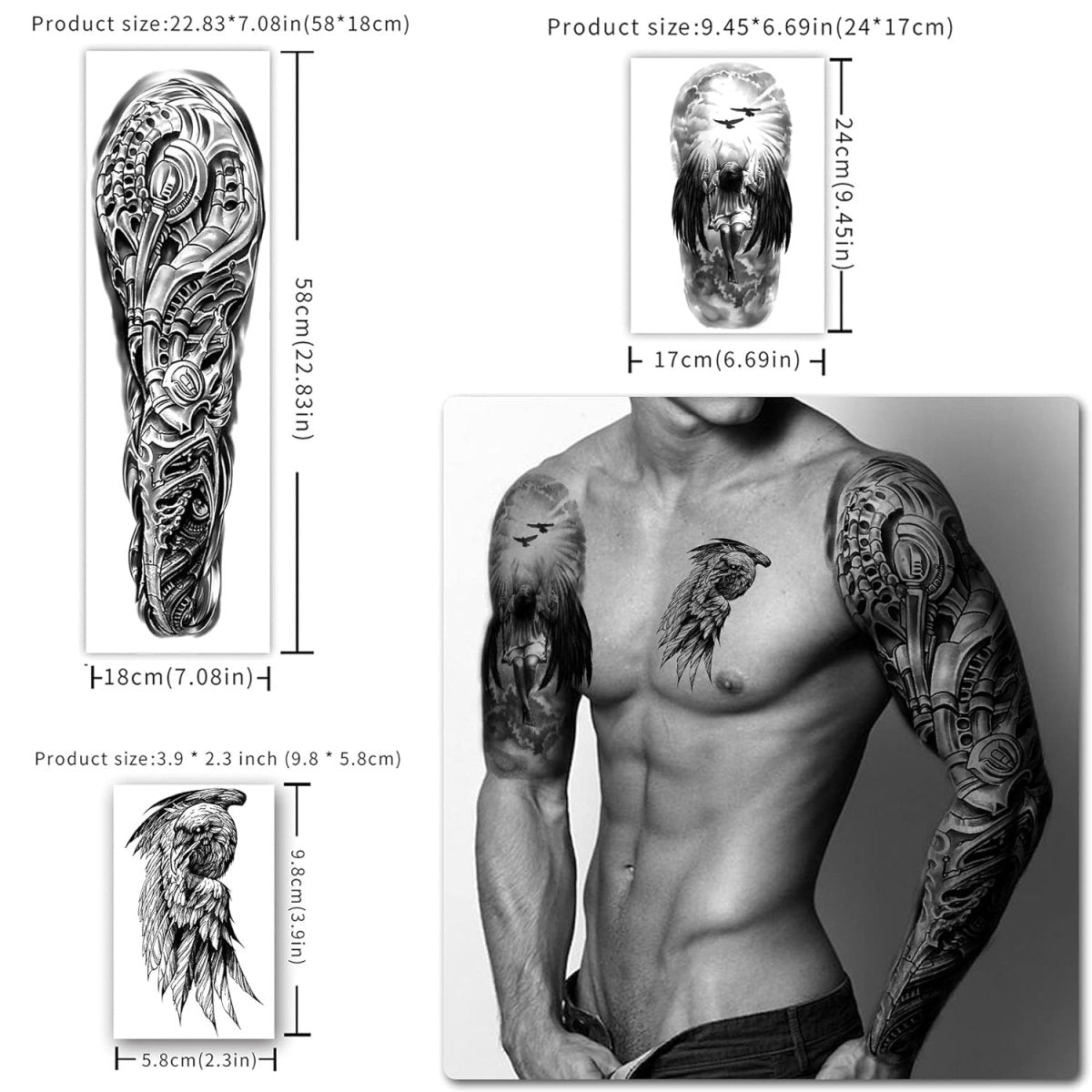Full Arm & Half Arm Temporary Tattoos (46 sheets) by Yazhiji - Tattoo Unleashed