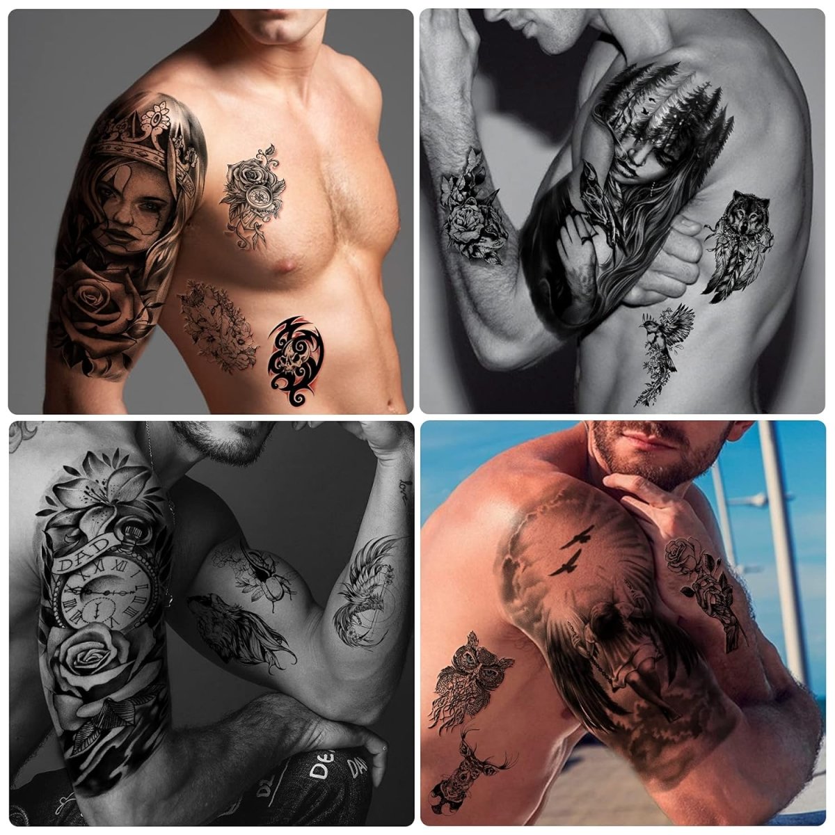 Full Arm & Half Arm Temporary Tattoos (46 sheets) by Yazhiji - Tattoo Unleashed