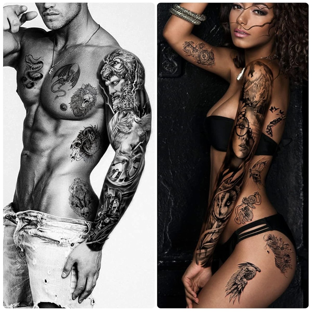 Full Arm & Half Arm Temporary Tattoos (46 sheets) by Yazhiji - Tattoo Unleashed
