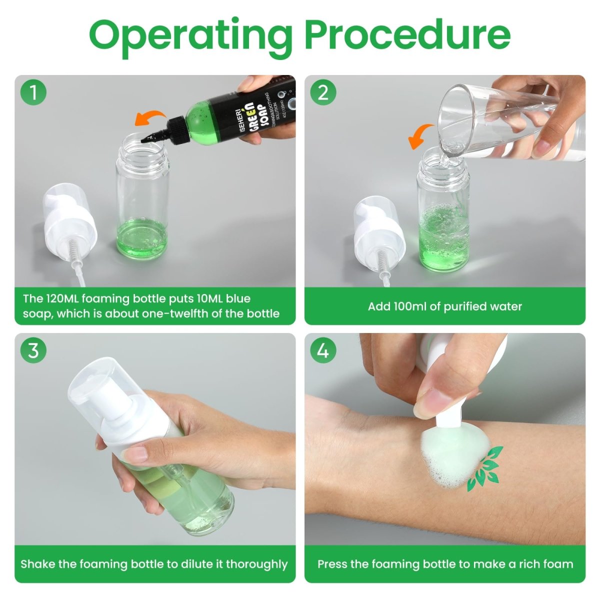 Green & Pink Ultra Concentrated Tattoo Soap by Iseheri - 4oz with Foaming Bottle - Tattoo Unleashed