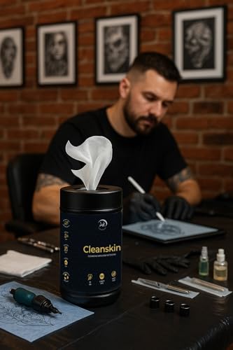 Green Soap Tattoo Wipes by CleanSkin – 100 counts Pre - Soaked Wipes in Canister - Tattoo Unleashed