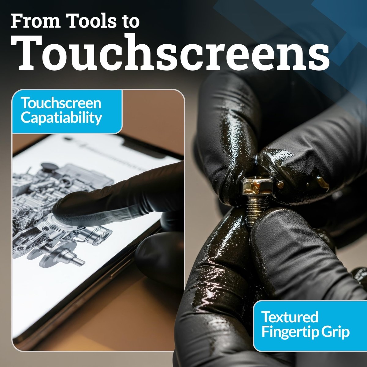 Hand - E Touch Black Nitrile Disposable Gloves Large 50 pcs - Tattoo Unleashed