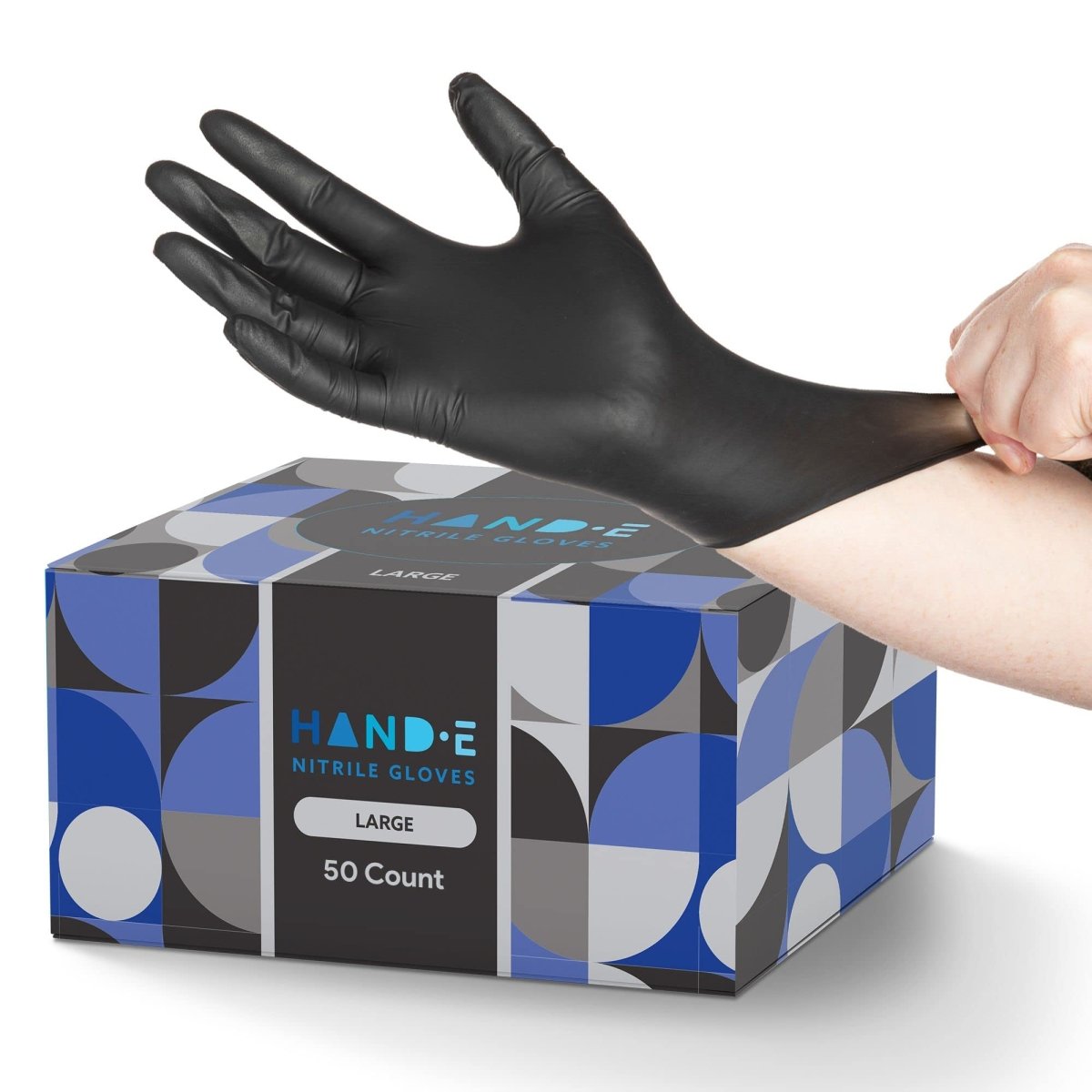 Hand - E Touch Black Nitrile Disposable Gloves Large 50 pcs - Tattoo Unleashed