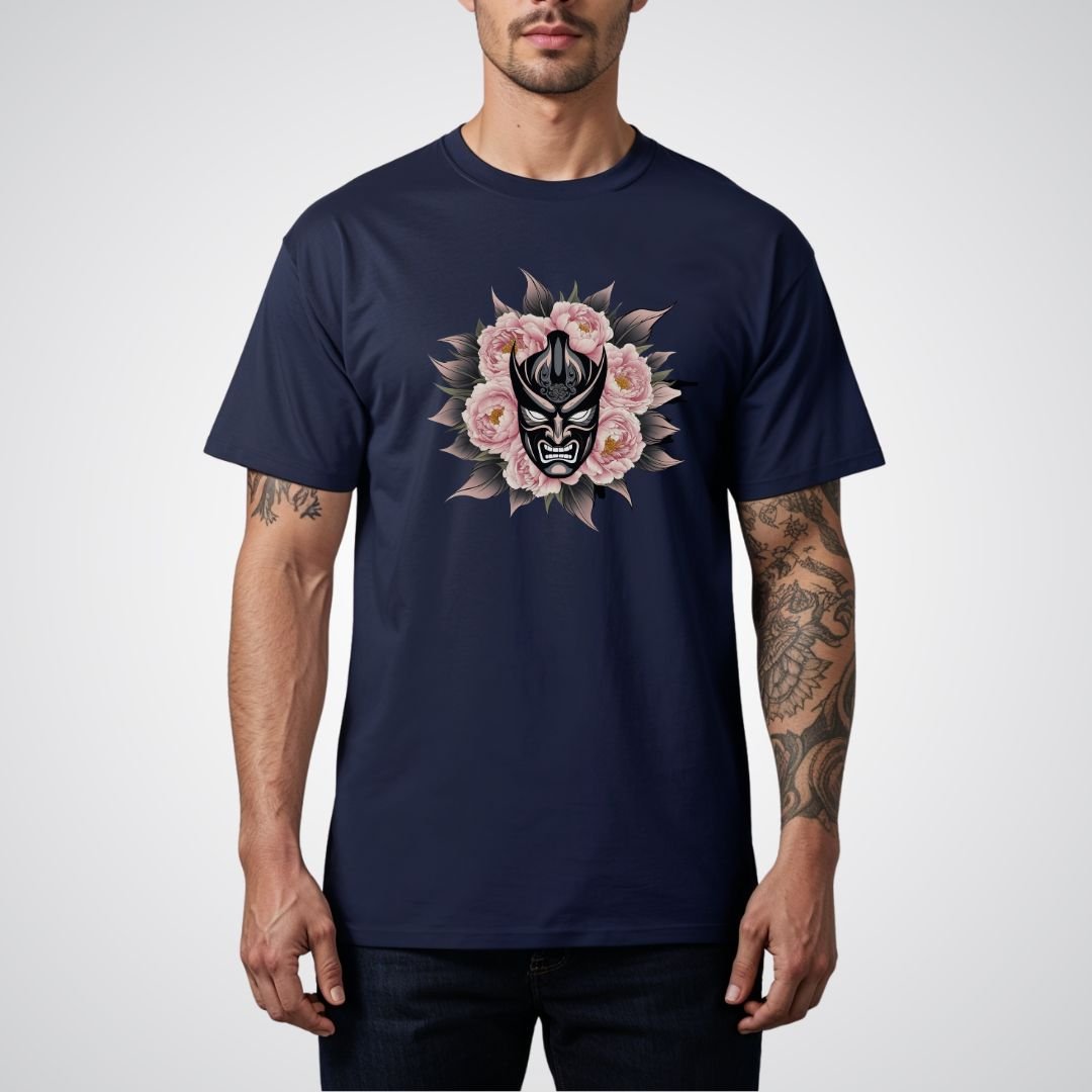 Hannya Mask with Peonies Japanese Tattoo Unisex T-Shirt - Tattoo Unleashed