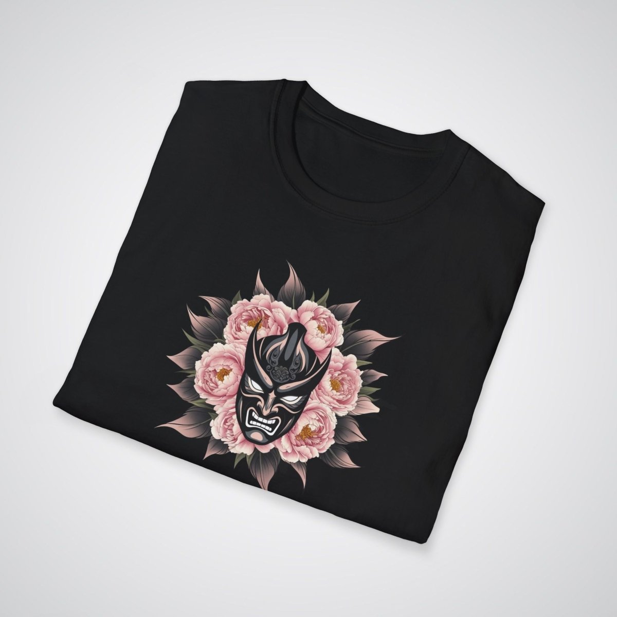 Hannya Mask with Peonies Japanese Tattoo Unisex T-Shirt - Tattoo Unleashed