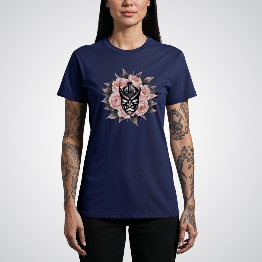 Hannya Mask with Peonies Japanese Tattoo Unisex T-Shirt - Tattoo Unleashed