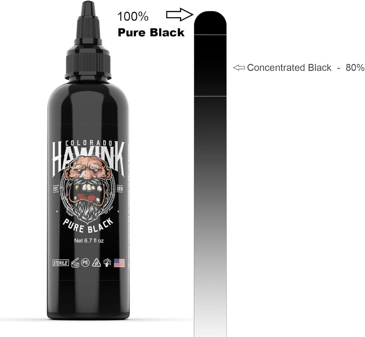 Hawink Tattoo Ink Black 6.7oz - Tattoo Unleashed