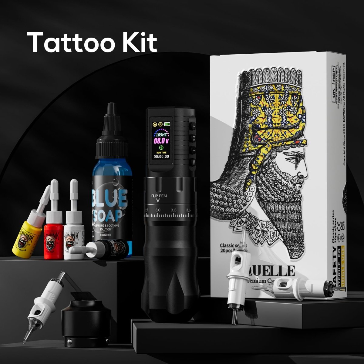 Hawink Wireless Tattoo Pen Machine Kit with 7 Adjustable Stroke HWE86KIT - 1 - Tattoo Unleashed