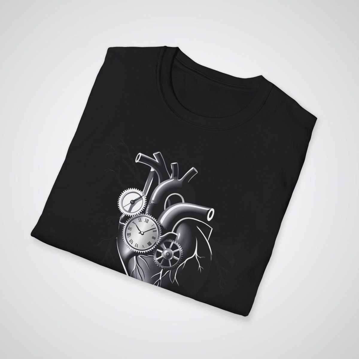 Heart and Clock Gear Realism Tattoo Unisex T-Shirt - Tattoo Unleashed