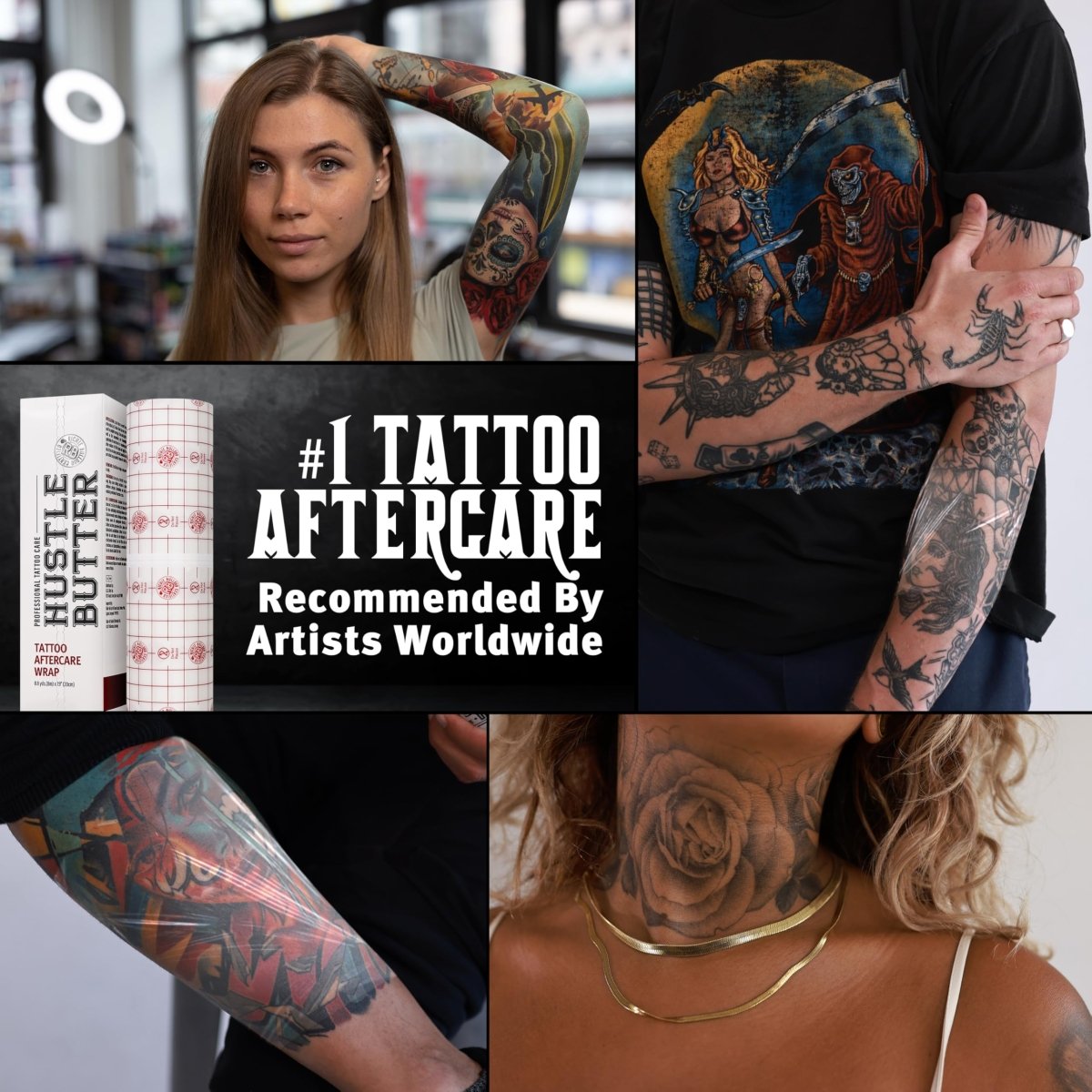 Hustle Butter Tattoo Aftercare Wrap - 6 Inches x 2.2 Yards - Transparent Adhesive Roll - Tattoo Unleashed