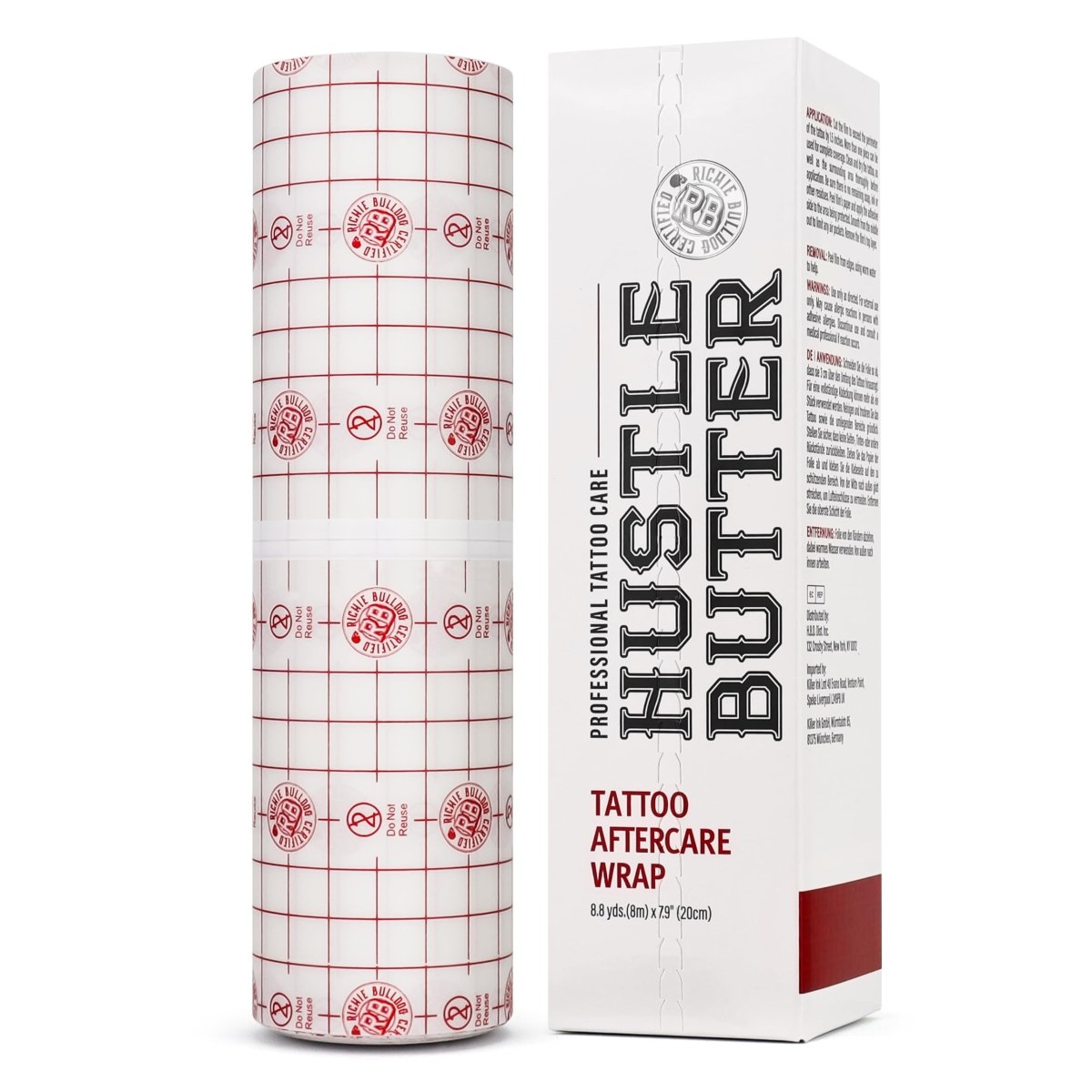 Hustle Butter Tattoo Aftercare Wrap - 7.9 Inches x 8.8 Yards - Transparent Adhesive Roll - Tattoo Unleashed