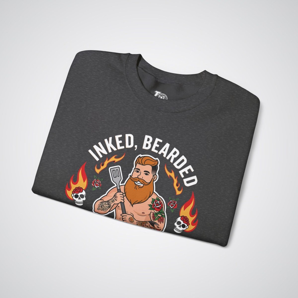 Inked, Bearded, and Built for BBQ Unisex Crewneck Sweatshirt - Tattoo Unleashed