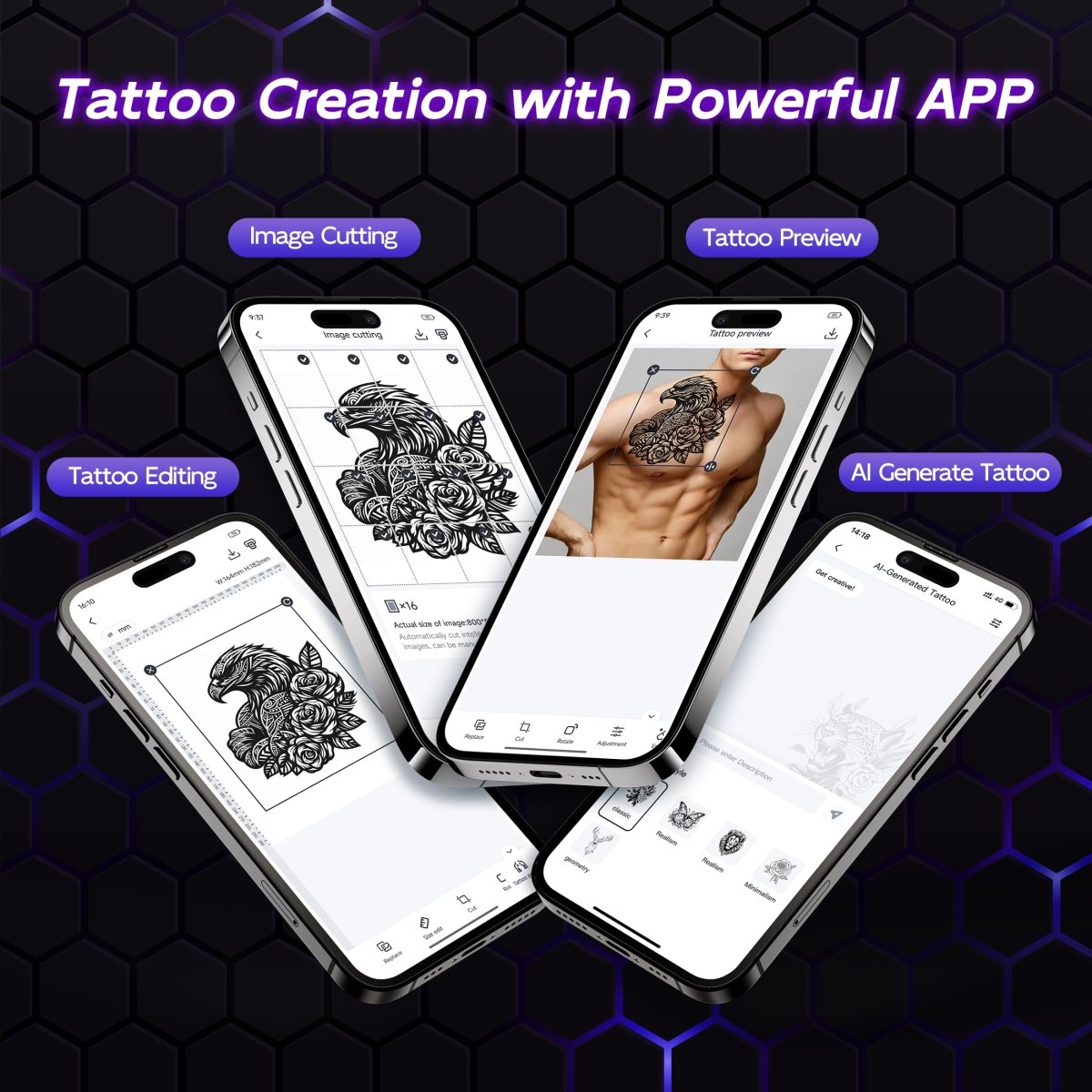 Itari Thermocopieur Tatouage - Imprimante Stencil Portable Avec 10 Feuilles, Compatible Smartphone Et Tablette