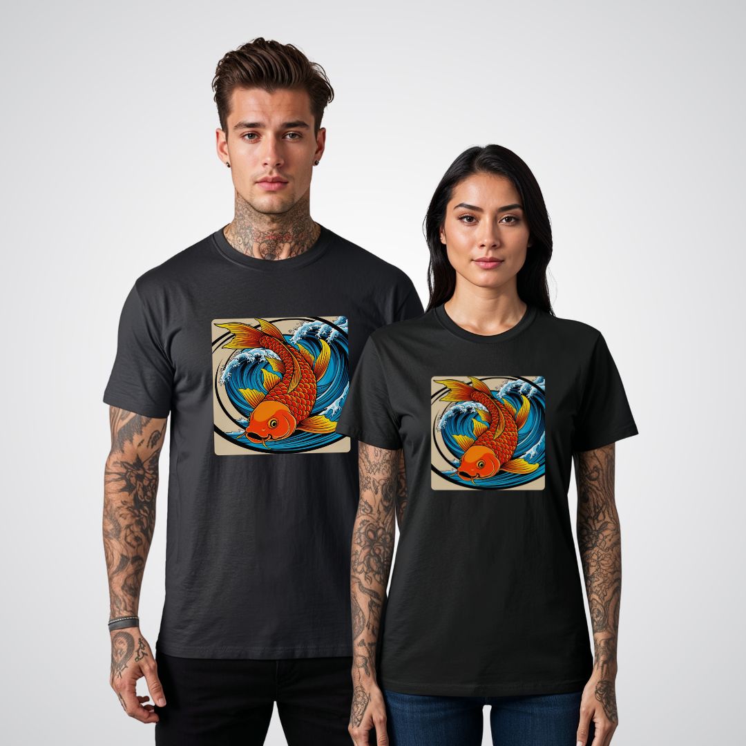 Koi Fish Swimming Upstream Japanese Tattoo Unisex T-Shirt - Tattoo Unleashed