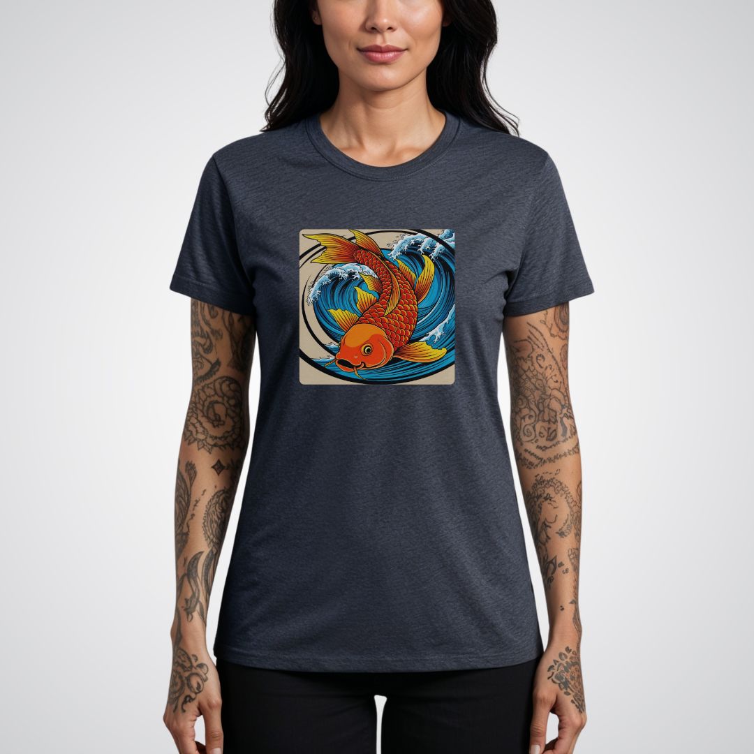 Koi Fish Swimming Upstream Japanese Tattoo Unisex T-Shirt - Tattoo Unleashed