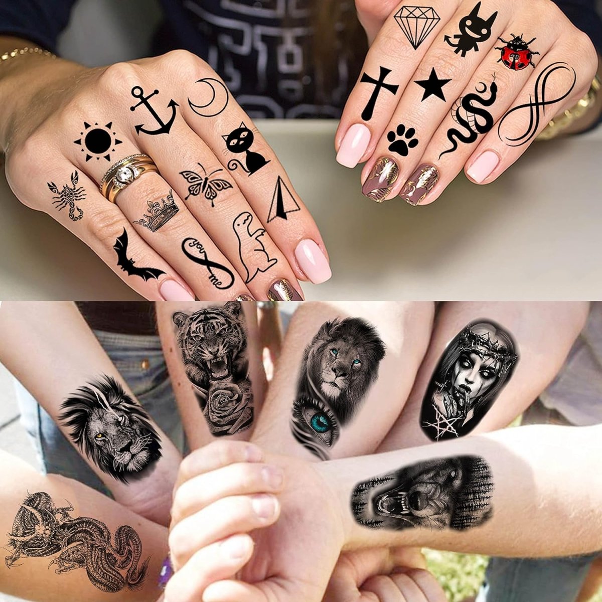 Large Half Arm Sleeve Temporary Tattoos By Coktak (68 Sheets) - Tattoo Unleashed