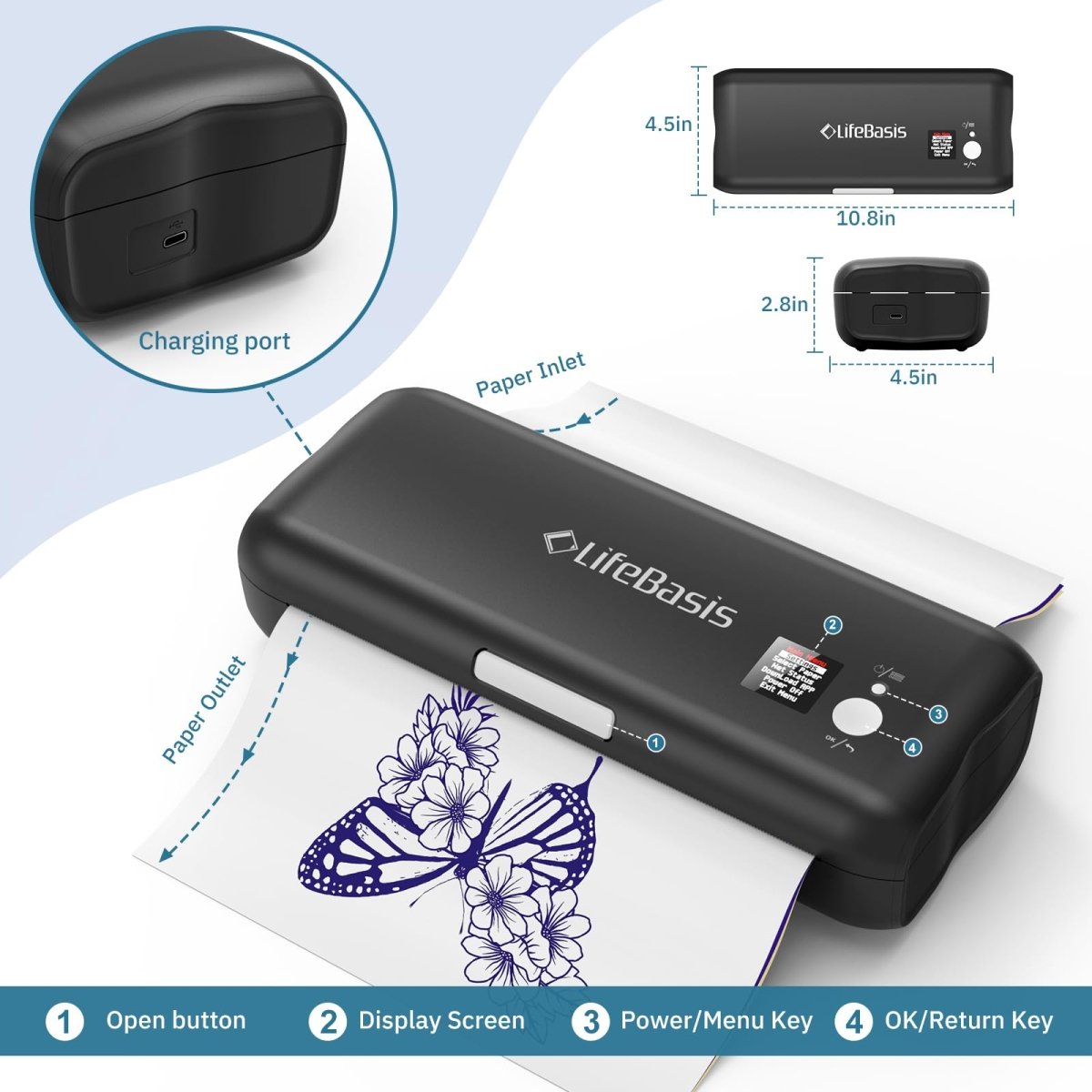 LifeBasis Wireless Tattoo Stencil Printer A4BT - A - Tattoo Unleashed