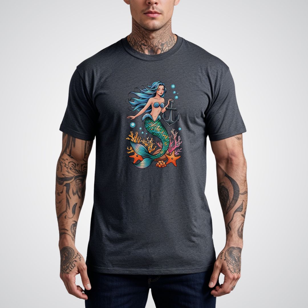 Mermaid with Anchor Neo - Traditional Tattoo Unisex T-Shirt - Tattoo Unleashed