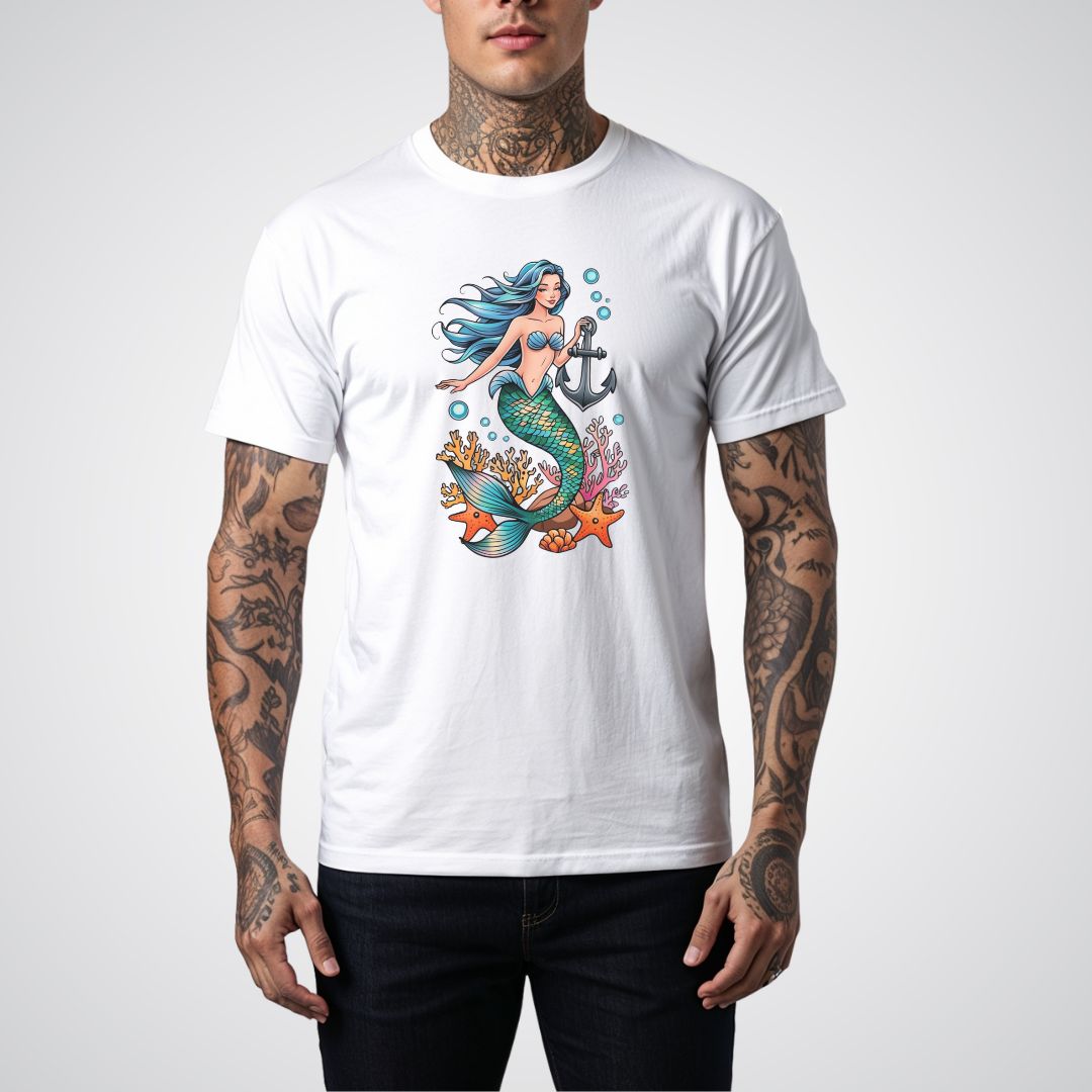 Mermaid with Anchor Neo - Traditional Tattoo Unisex T-Shirt - Tattoo Unleashed