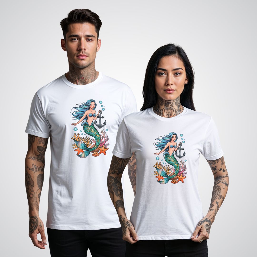 Mermaid with Anchor Neo - Traditional Tattoo Unisex T-Shirt - Tattoo Unleashed