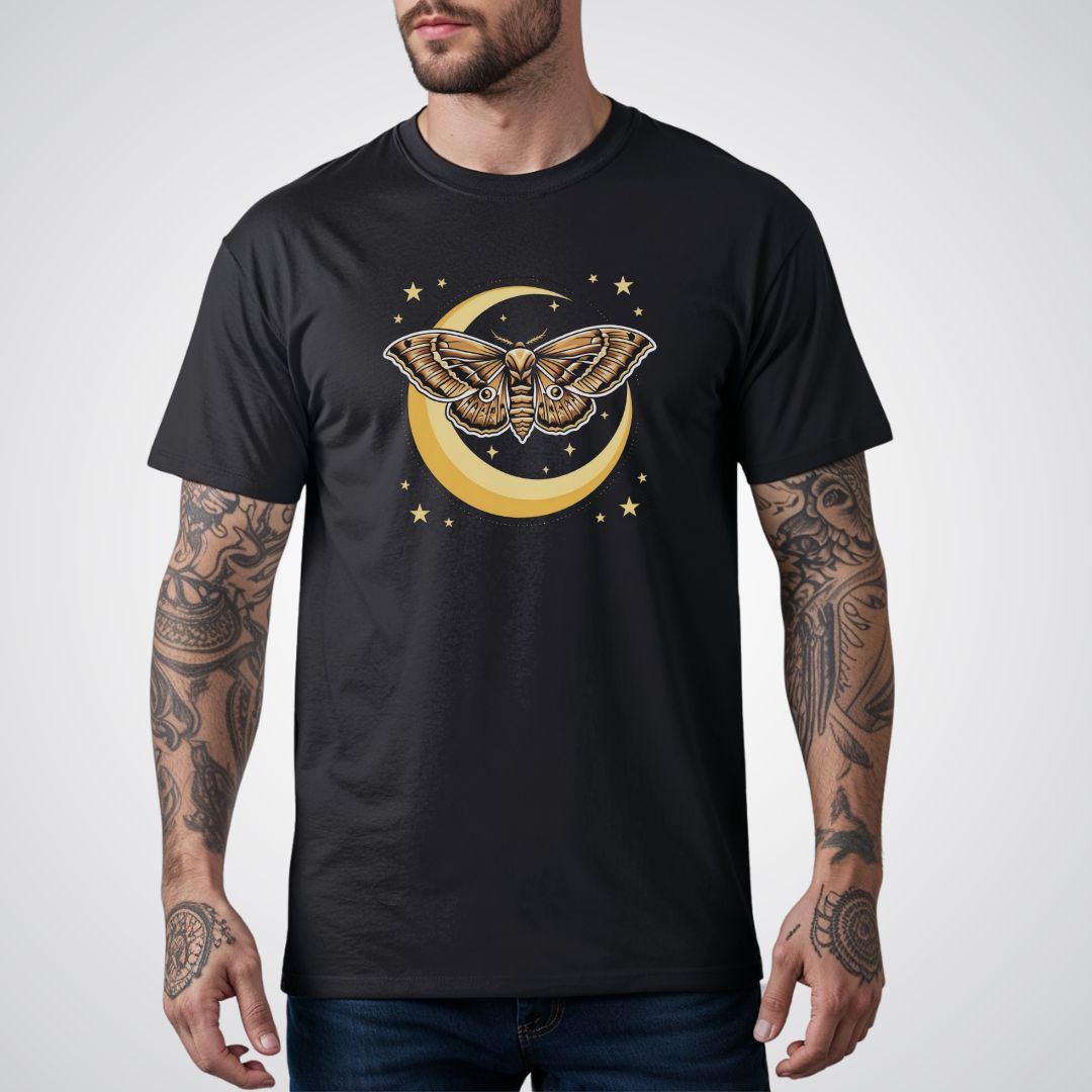 Moth with Crescent Moon Neo - Traditional Tattoo Unisex T-Shirt - Tattoo Unleashed