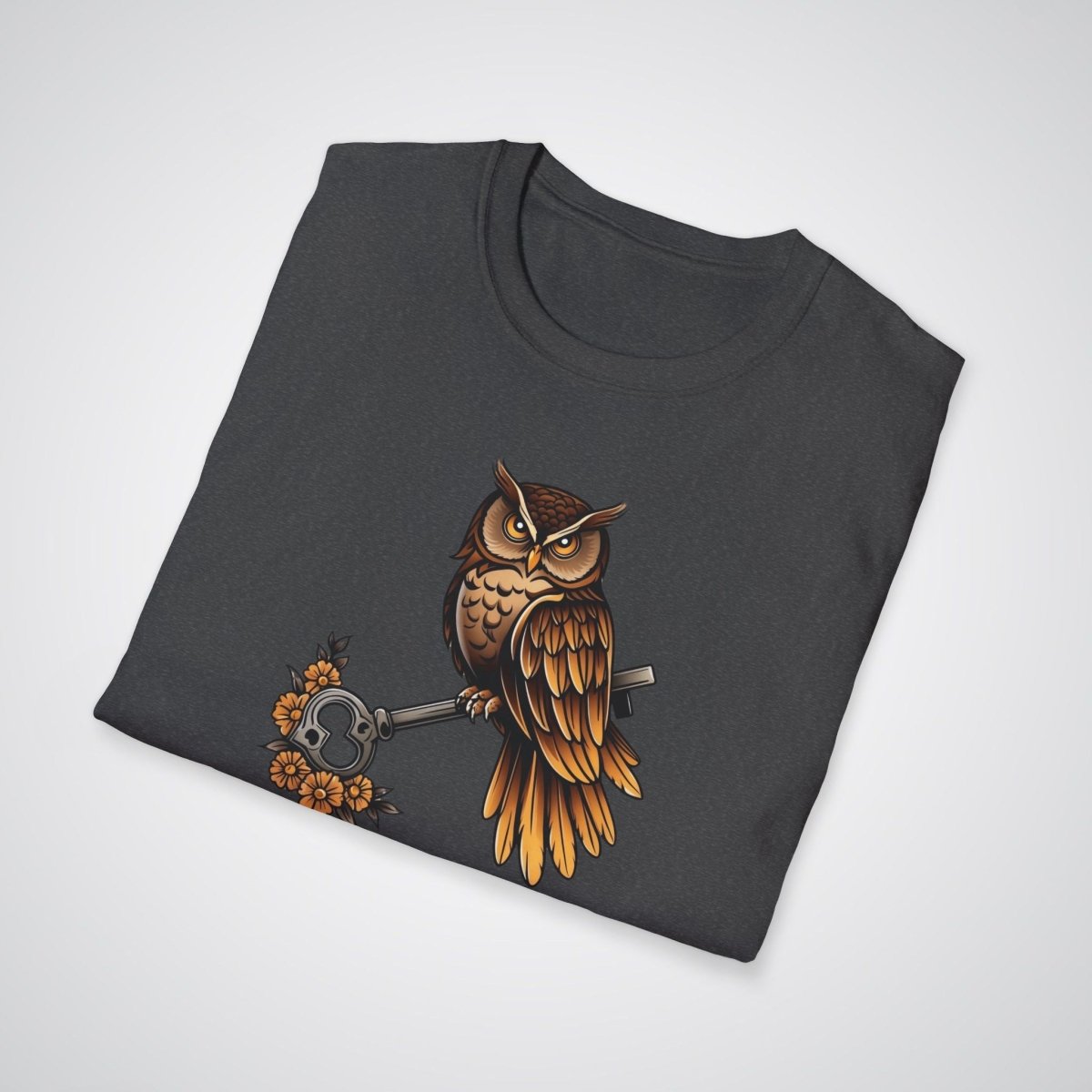 Owl with Key Neo - Traditional Tattoo Unisex T-Shirt - Tattoo Unleashed