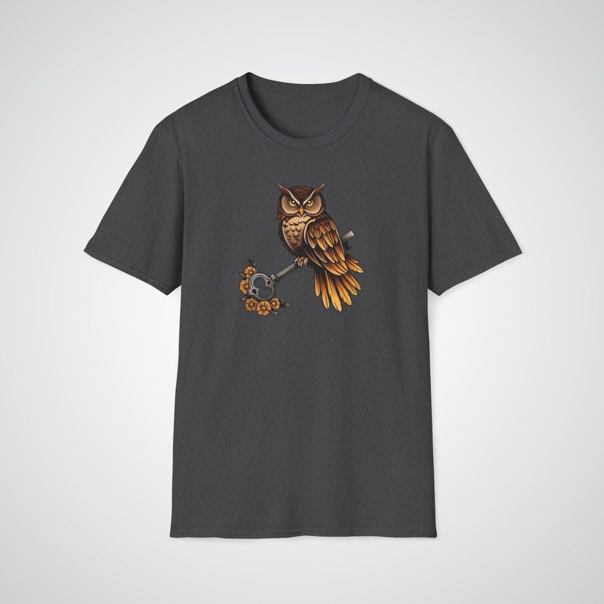 Owl with Key Neo - Traditional Tattoo Unisex T-Shirt - Tattoo Unleashed