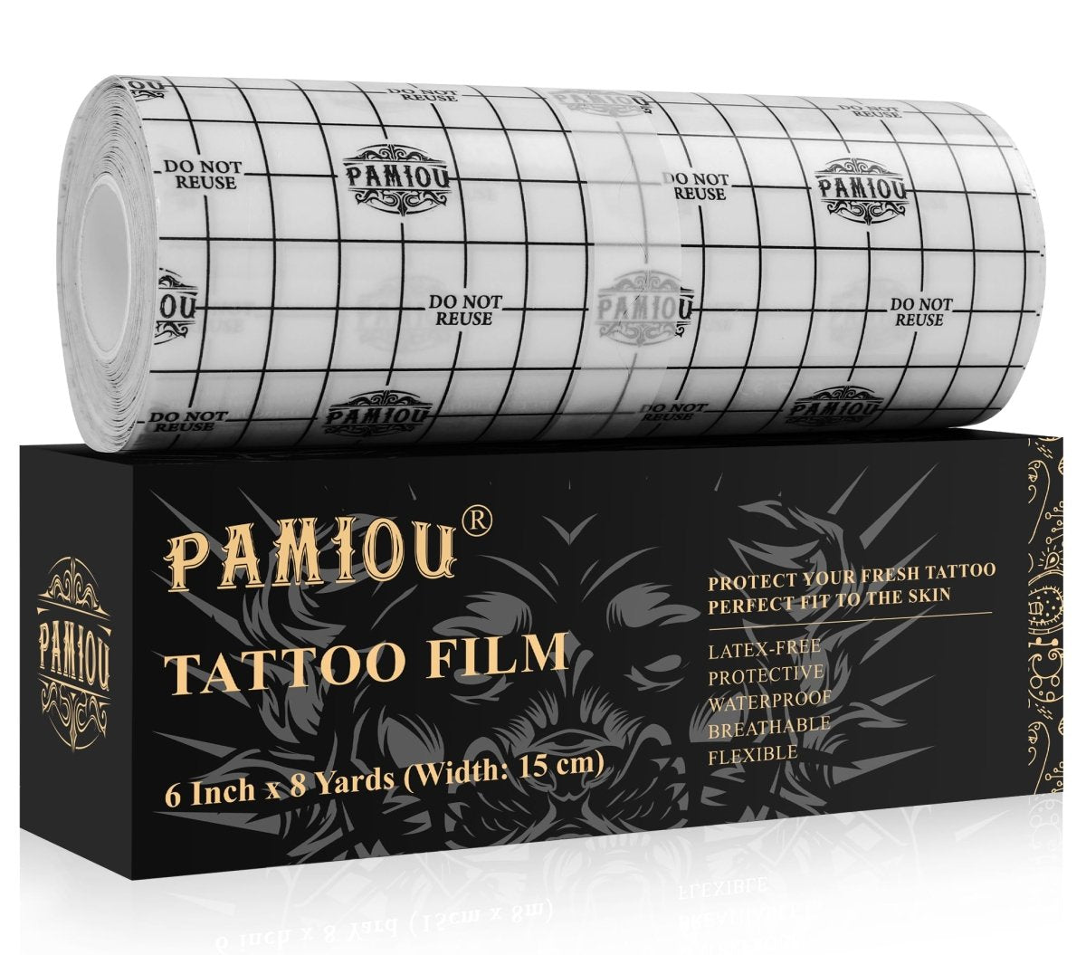Pamiou Second Skin Tattoo Protection Film - 6in x 8yd Tattoo Aftercare Bandage - Tattoo Unleashed