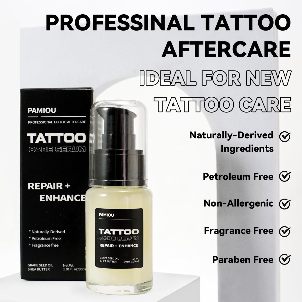 Pamiuo Tattoo Aftercare Serum & Moisturizer - For New Tattoo Skin Repair & Anti - Itch - Tattoo Unleashed