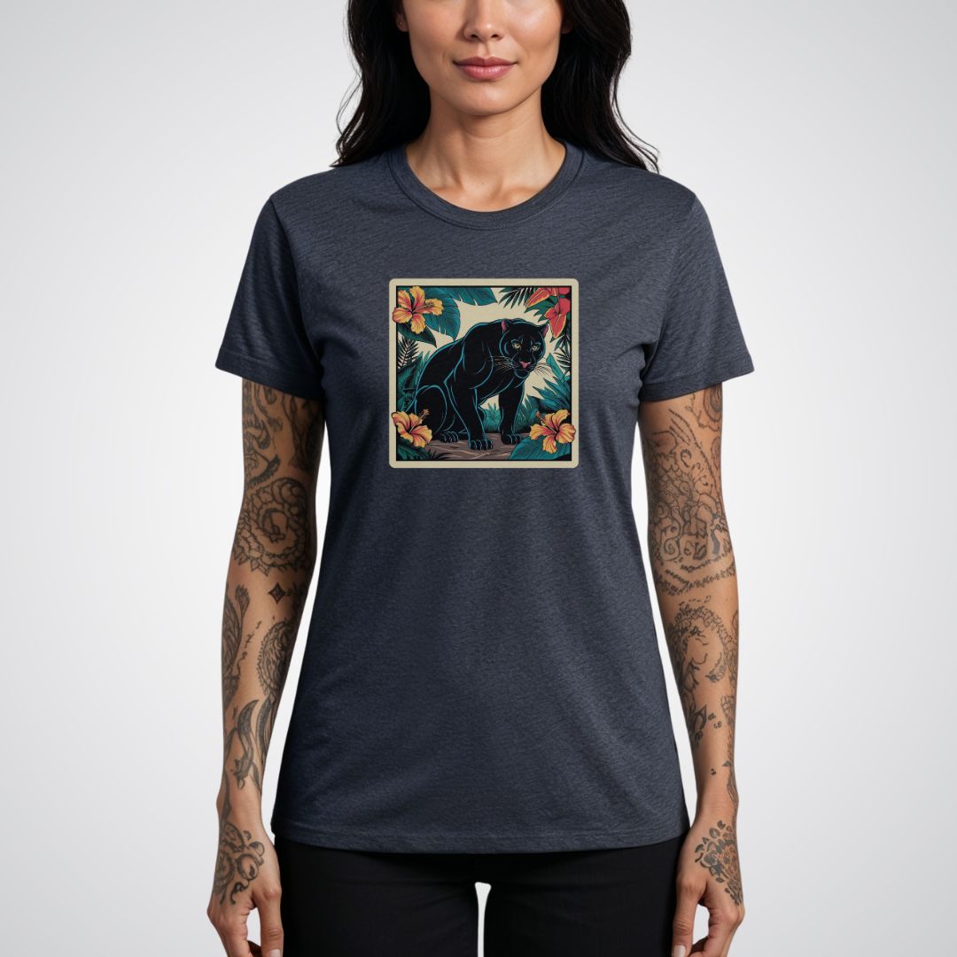 Panther with Jungle Background Neo - Traditional Tattoo Unisex T-Shirt - Tattoo Unleashed