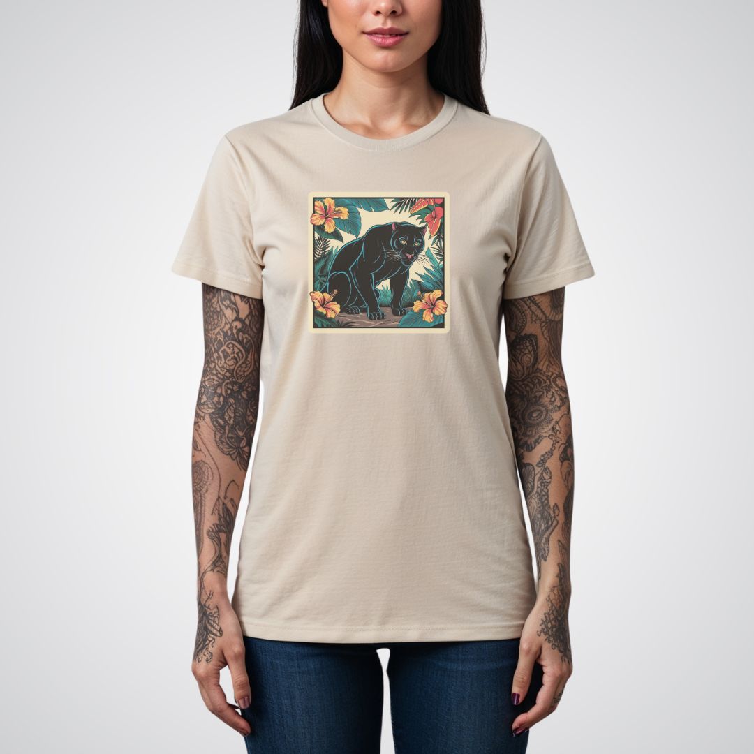 Panther with Jungle Background Neo - Traditional Tattoo Unisex T-Shirt - Tattoo Unleashed