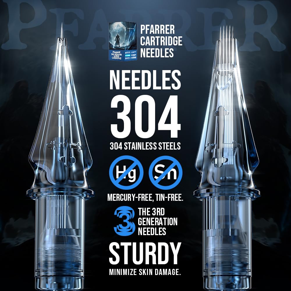 PFARRER Tattoo Needle Cartridges - 50pcs Mixed Sizes Bugpin RL+RS+M1 - Tattoo Unleashed