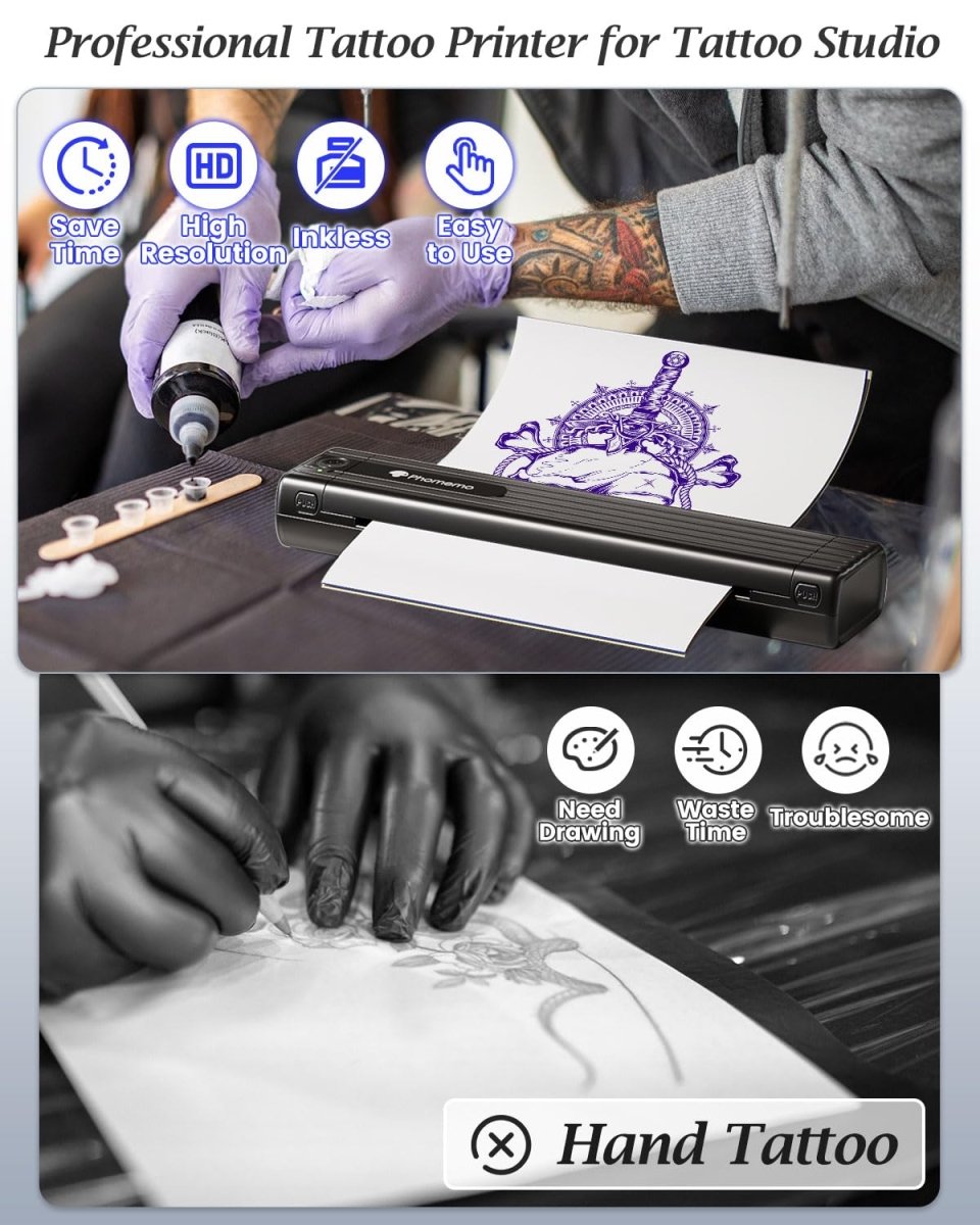 Phomemo M08F Tattoo-transferpapier – 100 Vellen A4, Professioneel Sjabloonpapier Voor Tatoeageprinters, Compatibel Met Meerdere Merken