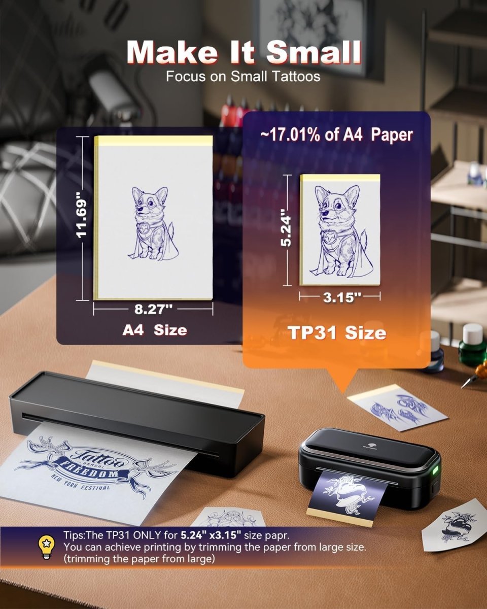 Phomemo Tattoo Stencil Paper for TP31 Mini Tattoo Printer - 100 sheets - Tattoo Unleashed