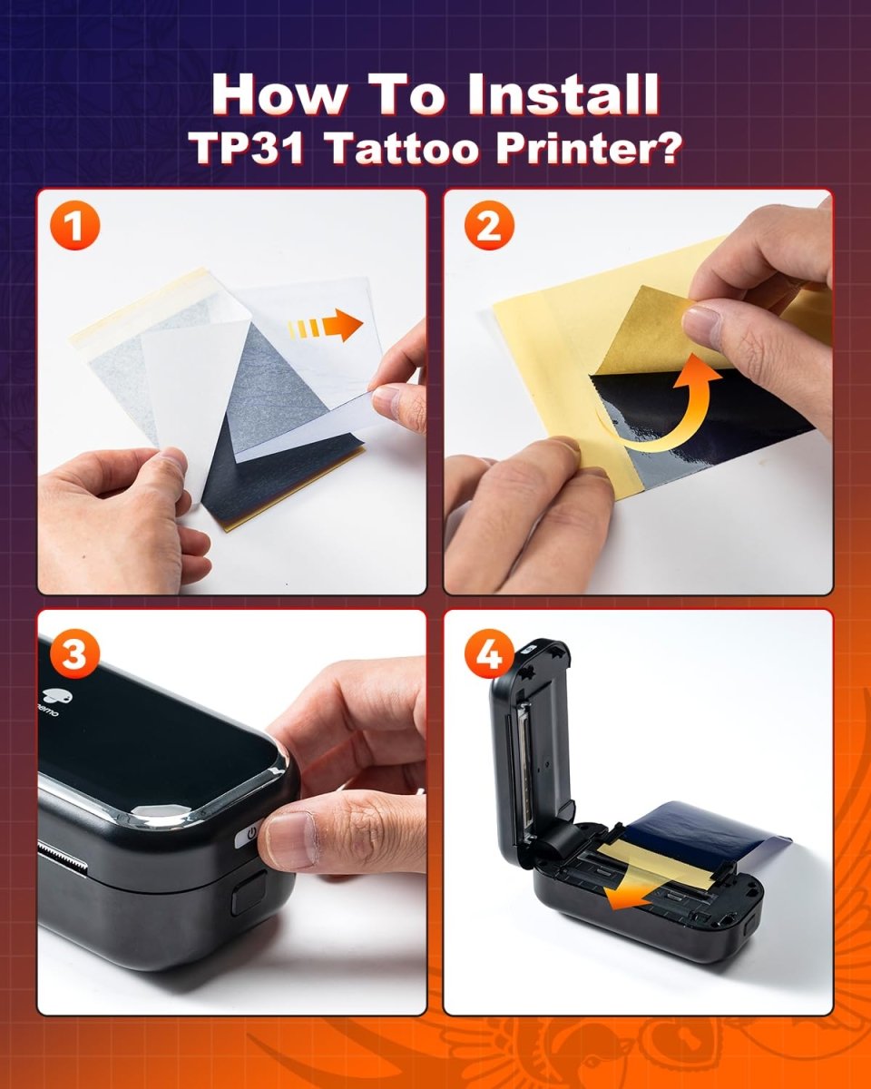Phomemo Tattoo Stencil Paper for TP31 Mini Tattoo Printer - 100 sheets - Tattoo Unleashed