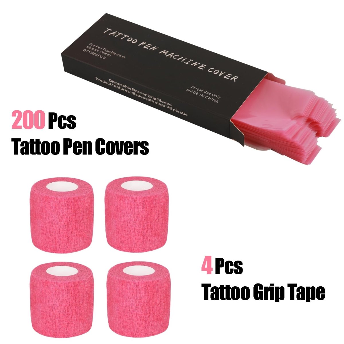 Pink Tattoo Pen Covers by Muxia - 200pcs - Tattoo Unleashed