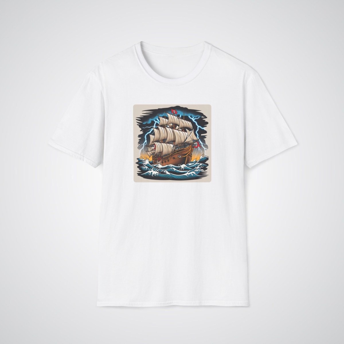 Pirate Ship with Stormy Seas Tattoo Unisex T-Shirt - Tattoo Unleashed