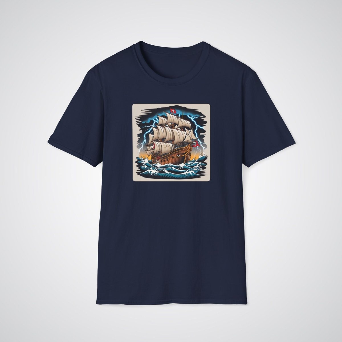 Pirate Ship with Stormy Seas Tattoo Unisex T-Shirt - Tattoo Unleashed