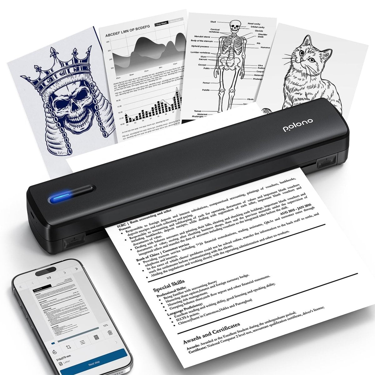 Polono D810 Portable Wireless Tattoo Stencil Printer - Tattoo Unleashed