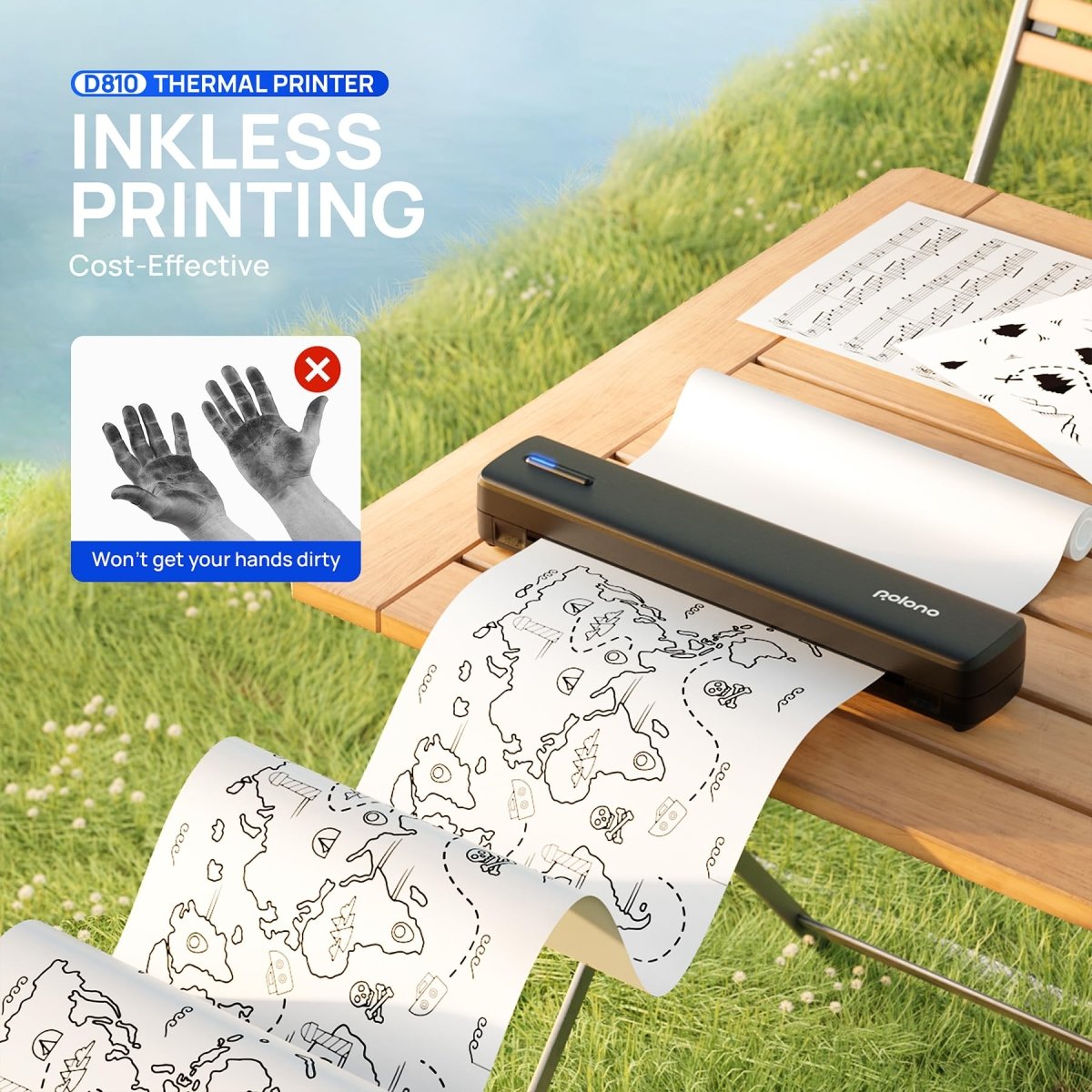 D820 Portable Thermal Printer - Wireless Inkless Printer For Travel & Home Use