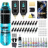 Poseidon Wireless Tattoo Pen Machine Kit with Dual Batteries - Blue - Tattoo Unleashed