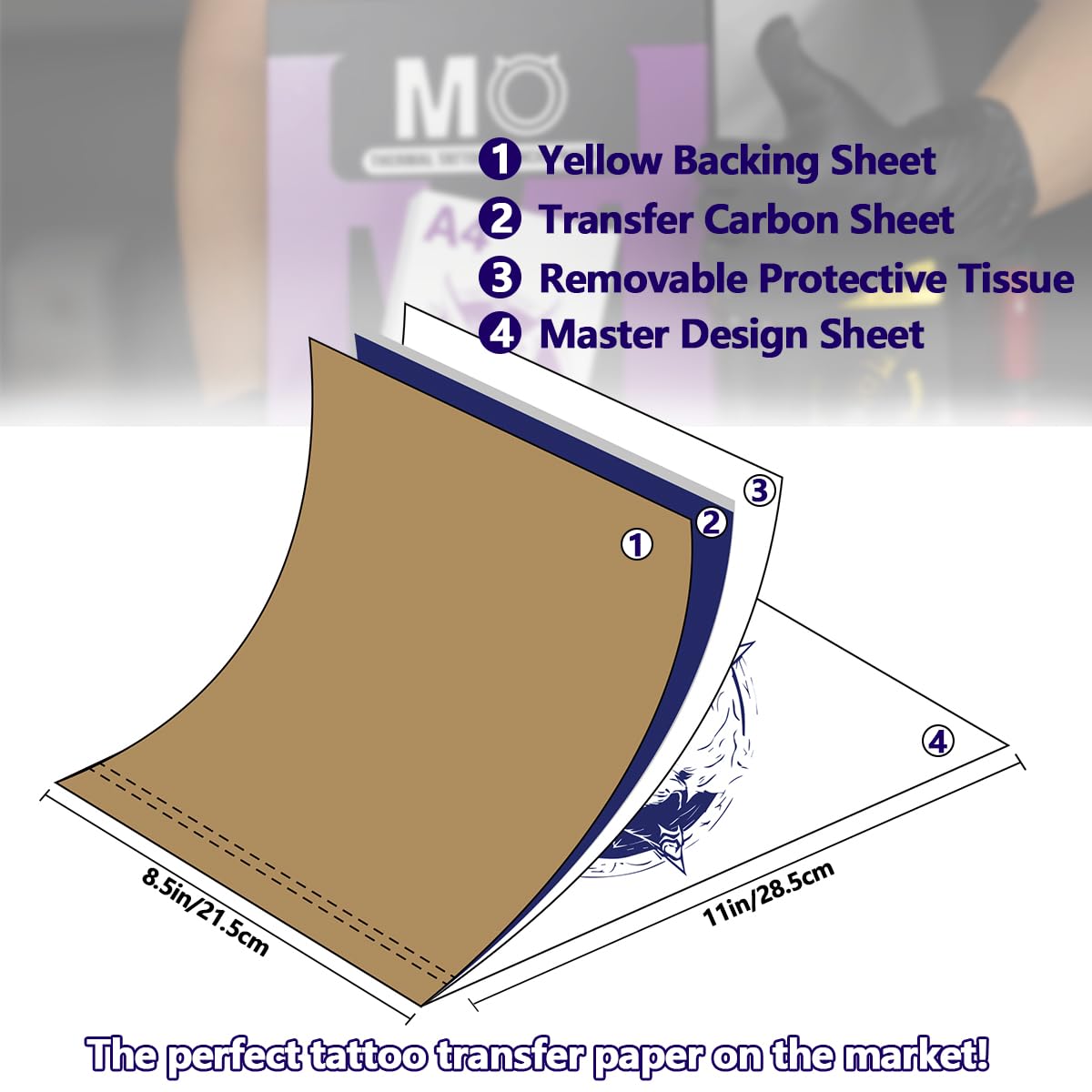 Premium Tattoo Transfer Paper by Mo Molong - 100 Sheets - Tattoo Unleashed