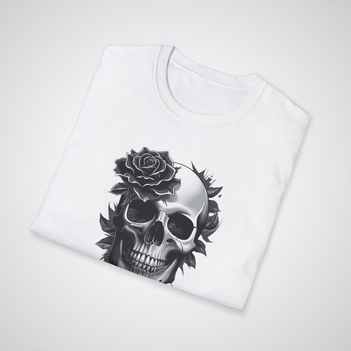 Rose Blooming from a Skull Realism Tattoo Unisex T-Shirt - Tattoo Unleashed