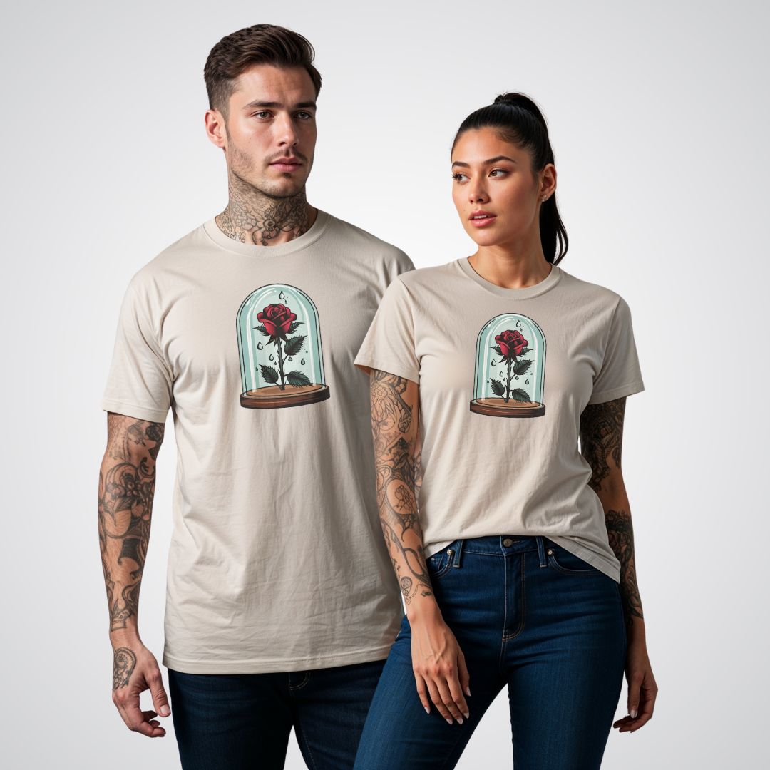 Rose in Glass Dome Neo - Traditional Tattoo Unisex T-Shirt - Tattoo Unleashed