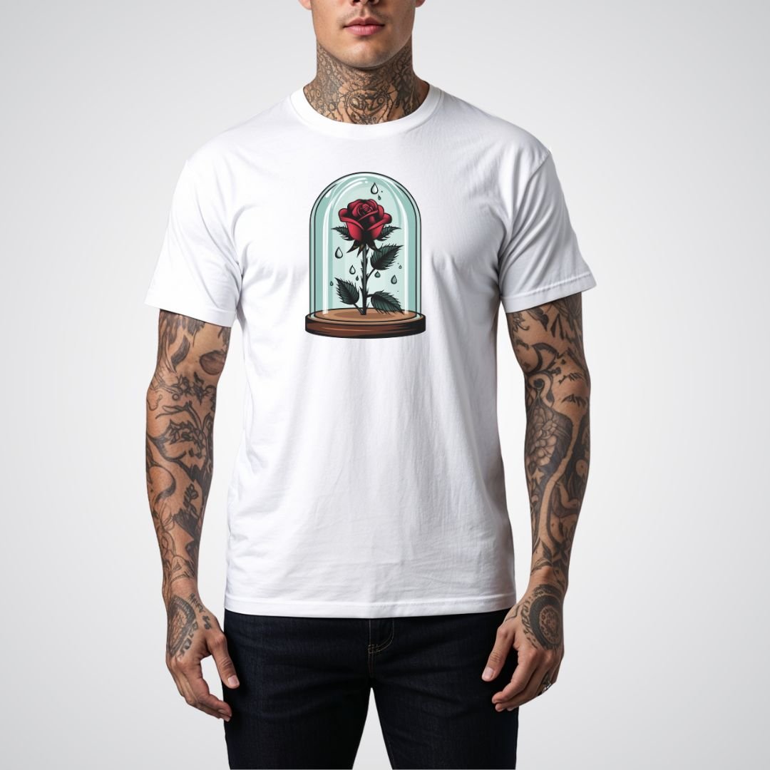 Rose in Glass Dome Neo - Traditional Tattoo Unisex T-Shirt - Tattoo Unleashed