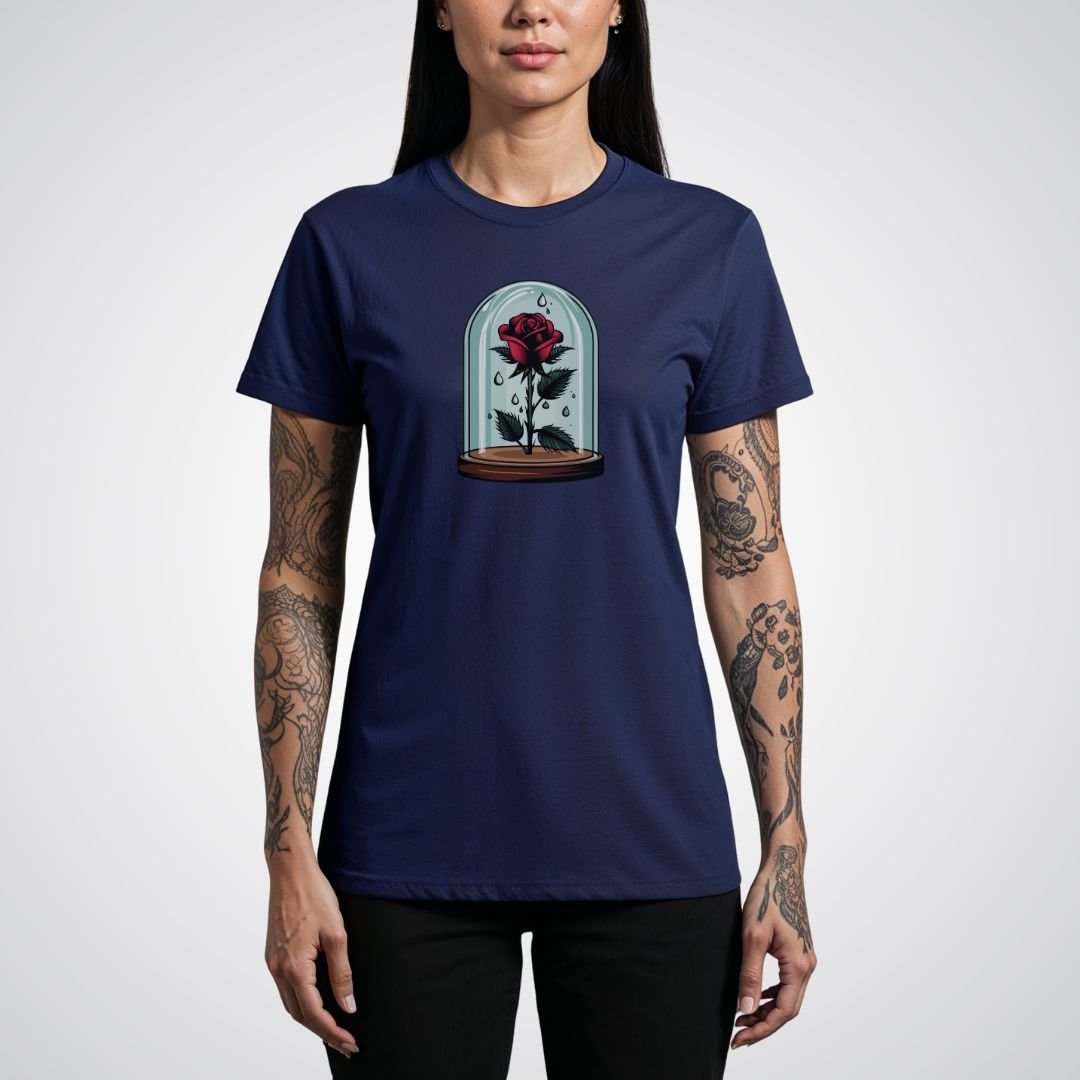 Rose in Glass Dome Neo - Traditional Tattoo Unisex T-Shirt - Tattoo Unleashed