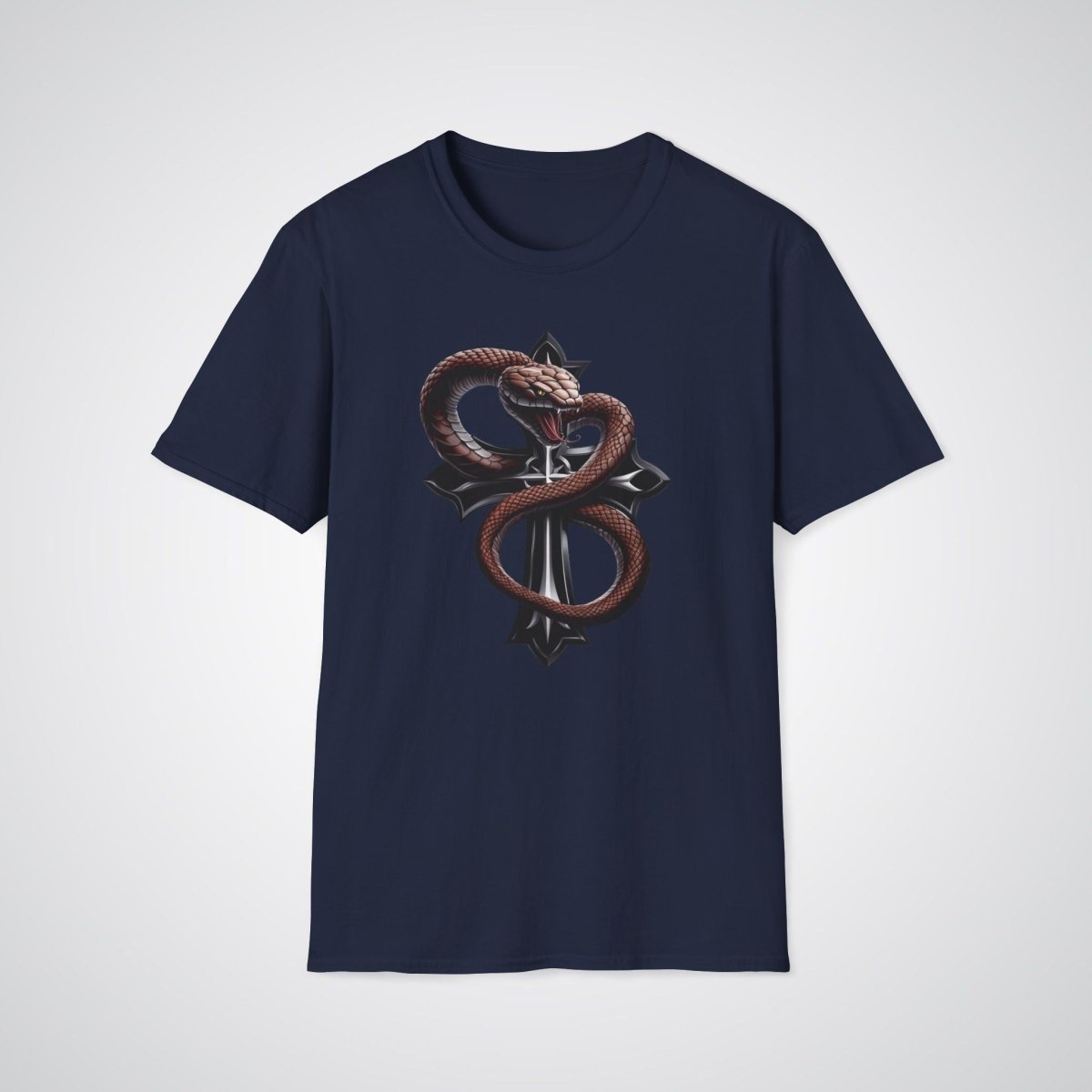 Serpent Wrapped Cross Realism Tattoo Unisex T-Shirt - Tattoo Unleashed