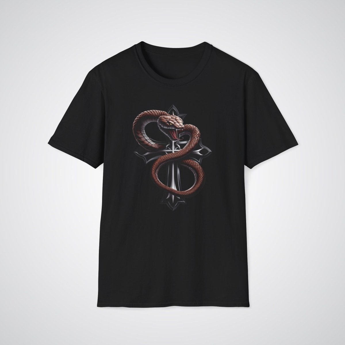 Serpent Wrapped Cross Realism Tattoo Unisex T-Shirt - Tattoo Unleashed