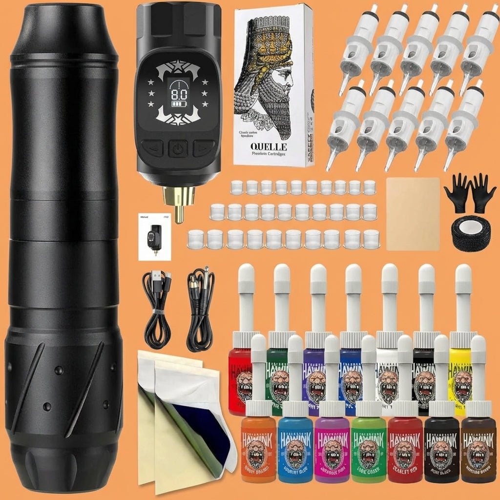 Shado 4.0 Black Hawink Wireless Tattoo Pen Machine Kit EM155 - Tattoo Unleashed