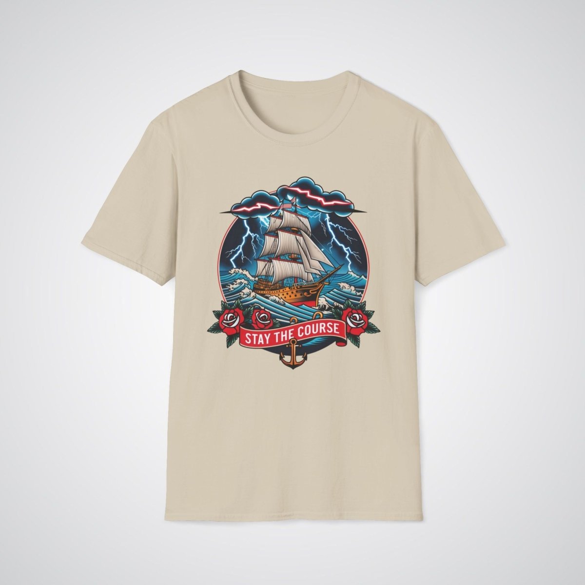 Ship Sailing Through a Storm Traditional Tattoo Unisex T-shirt - Tattoo Unleashed